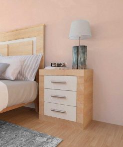 Dormitorio Easy Mobel | Mesita De Noche Kiara 3 Cajones Cambria Y Blanco