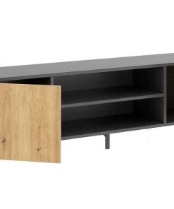 Sal N Y Comedor Easy Mobel | Mueble Bajo Tv Astral 2 Puertas Roble Y Negro