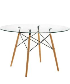 Mesas Y Sillas Easy Mobel Mesas De Comedor, Comedor O Cocina | Mesa Redonda De Cristal Templado Tower 120Cm Cambria