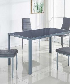 Mesas Y Sillas Easy Mobel | Mesa De Cristal Templado Dt20 + 4 Sillas Polipiel. Comedor O Cocina