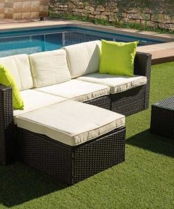 Muebles De Jard N Easy Mobel | Sofa Chaise Longue De Ratan Pe + Mesa Greca. Muebles De Jardin Y Terraza Negro