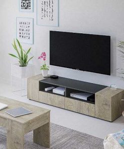 Sal N Y Comedor Easy Mobel | Mueble Tv 4 Puertas Tamiko Roble Y Negro