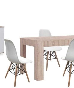 Packs Easy Mobel | Pack Mesa De Comedor Extensible + 4 Sillas + Aparador Joana 2 Puertas Y 4 Cajones