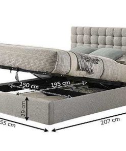 Dormitorio Easy Mobel | Cama Canape Abatible Trizen 150Cm Gris En Terciopelo