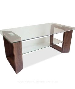 Mesas Y Sillas Easy Mobel Mesas De Centro O Auxiliares | Mesa De Centro Xs De Cristal Templado Y Madera Cambria