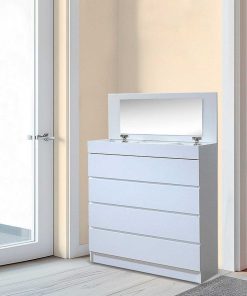 Dormitorio Easy Mobel | Sinfonier Alava 4 Cajones Y Espejo Integrado Blanco