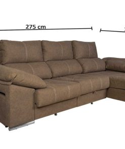 Sof S Easy Mobel | Sofa Cama Chaise Longue 275Cm. Reclinable, Con Arcon +2 Pufs