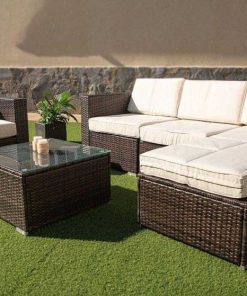 Muebles De Jard N Easy Mobel | Sofa Chaise Longue + Sillon + Mesa De Ratan Pe. Muebles De Jardin Y Terraza Marron