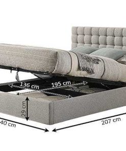 Dormitorio Easy Mobel | Cama Canape Abatible Trizen 135Cm Gris En Terciopelo