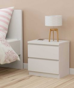 Dormitorio Easy Mobel | Mesita De Noche Blanca 2 Cajones Blanco