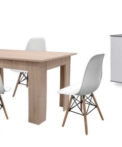 Packs Easy Mobel | Pack Mesa De Comedor Fija + 4 Sillas + Aparador Joana 2 Puertas Y 4 Cajones