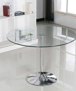 Mesas Y Sillas Easy Mobel Mesas De Comedor, Comedor O Cocina | Mesa Redonda De Cristal Templado 90Cm. Comedor O Cocina Gris