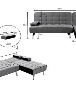 Sof S Easy Mobel | Pack Sofa Chaise Longue + Mesa De Cristal Templado + 6 Sillas