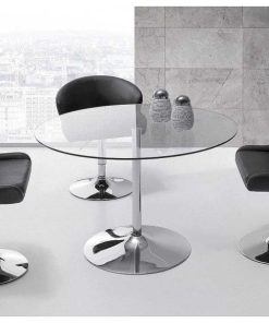 Mesas Y Sillas Easy Mobel Mesas De Comedor, Comedor O Cocina | Mesa Redonda De Cristal Templado 90Cm. Comedor O Cocina Gris