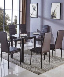 Mesas Y Sillas Easy Mobel | Mesa De Cristal Templado + 6 Sillas Polipiel. Comedor O Cocina