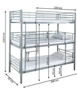 Dormitorio Easy Mobel | Litera Triple Metalica 90Cm