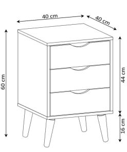 Dormitorio Easy Mobel | Mesita De Noche 3 Cajones Coral Blanco