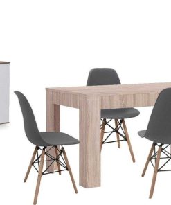 Packs Easy Mobel | Pack Mesa De Comedor Extensible + 4 Sillas + Aparador Joana 2 Puertas Y 4 Cajones