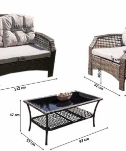 Muebles De Jard N Easy Mobel | Sofa + 2 Sillas + Mesa. Muebles De Jardin Y Terraza De Ratan Pe Gris