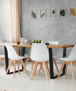 Mesas Y Sillas Easy Mobel Mesas De Comedor, Comedor O Cocina | Pack Mesa De Comedor O Cocina Madera Maciza 160Cm + Sillas Nordic