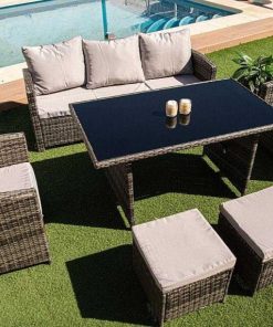 Muebles De Jard N Easy Mobel | Sofa + Mesa + 2 Sillones+ 2 Pufs De Ratan Pe. Muebles De Jardin Y Terraza