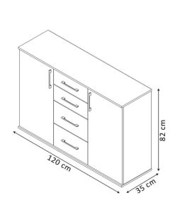 Packs Easy Mobel | Pack Mesa De Comedor Extensible + 4 Sillas + Aparador Joana 2 Puertas Y 4 Cajones