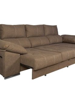 Sof S Easy Mobel | Sofa Cama Chaise Longue 275Cm. Reclinable, Con Arcon +2 Pufs