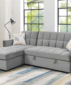 Sof S Easy Mobel | Sofa Cama Chaise Longue Kris 210Cm Gris En Terciopelo