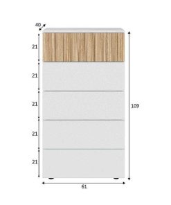 Dormitorio Easy Mobel | Sinfonier Ethna Con 5 Cajones Blanco Y Cambria