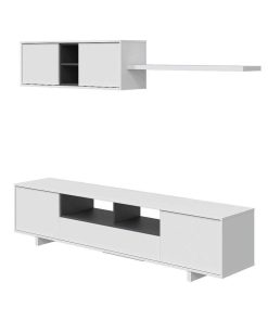 Sal N Y Comedor Easy Mobel | Mueble Tv Belus + Estante Bg. Conjunto Muebles De Salon Blanco Y Gris