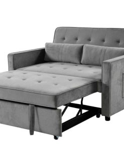 Sof S Easy Mobel | Sofa Cama De Matrimonio Japon 132Cm Gris En Terciopelo