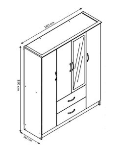 Dormitorio Easy Mobel | Armario De Dormitorio 4 Puertas Dn, Con Espejo Sonoma