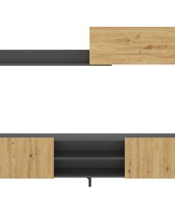 Sal N Y Comedor Easy Mobel | Conjunto Mueble De Salon Tass Roble Y Negro