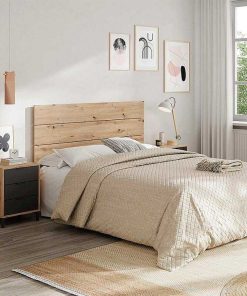 Dormitorio Easy Mobel | Cabecero De Cama Enzo. Cabezal + 2 Mesitas Roble Y Negro