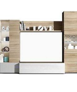 Sal N Y Comedor Easy Mobel | Conjunto Mueble De Salon Con Luz Essential Blanco Y Roble