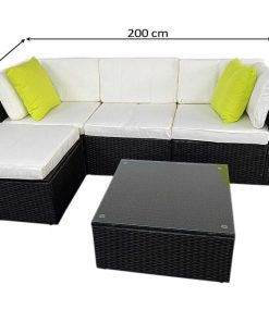 Muebles De Jard N Easy Mobel | Sofa Chaise Longue De Ratan Pe + Mesa Greca. Muebles De Jardin Y Terraza Negro