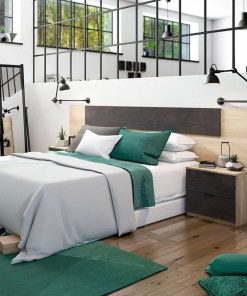 Dormitorio Easy Mobel | Cabecero De Cama Alaya. Cabezal + 2 Mesitas Roble Y Wengue