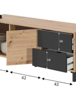 Sal N Y Comedor Easy Mobel | Mueble Tv Brooklyn 2 Puertas Y 2 Cajones Roble Y Negro