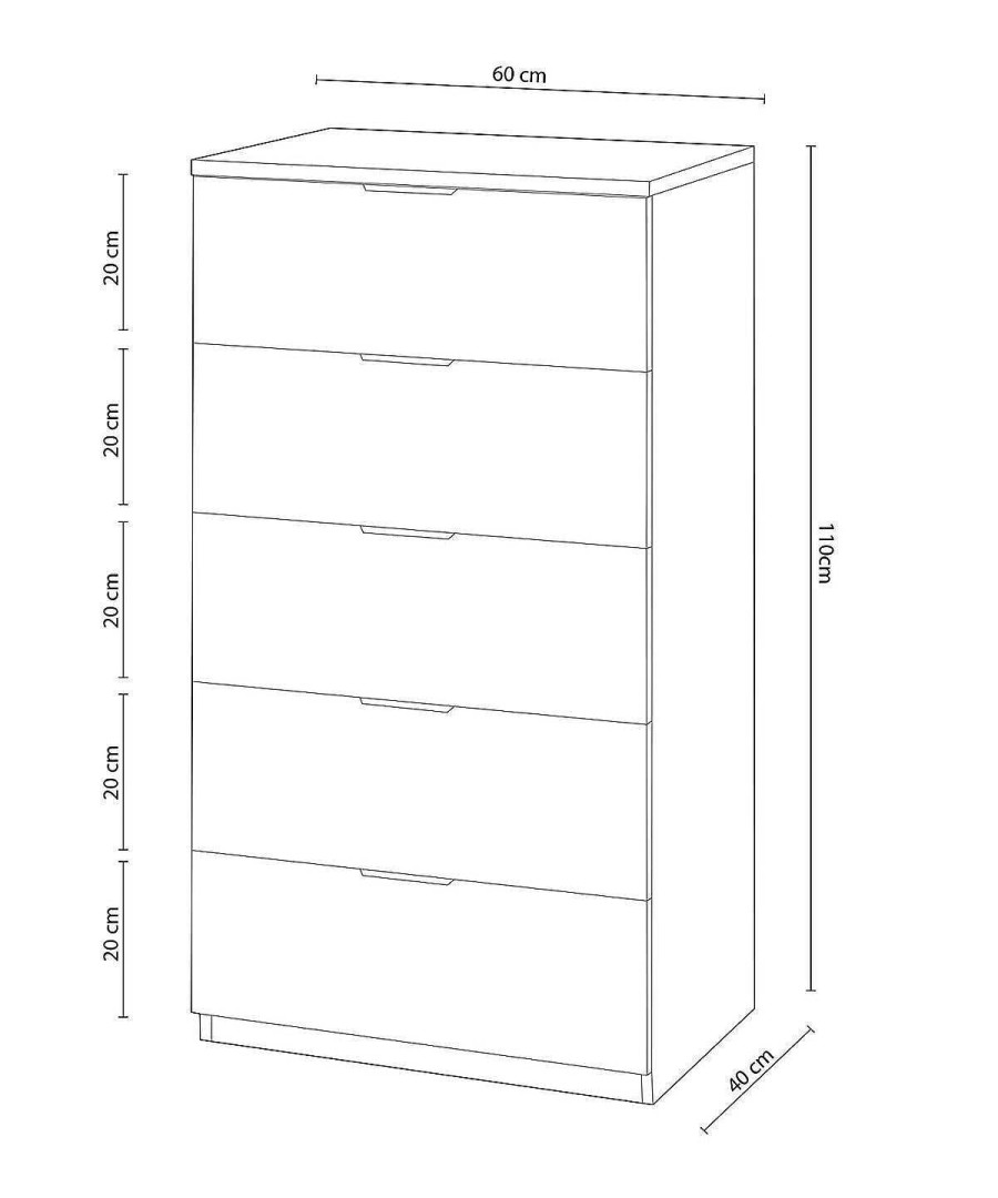 Dormitorio Easy Mobel | Sinfonier Con 5 Cajones Alaya Roble Y Wengue