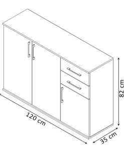 Packs Easy Mobel | Pack Mesa De Comedor Fija + 4 Sillas + Aparador Joana 3 Puertas