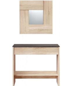 Sal N Y Comedor Easy Mobel | Mueble Recibidor Consola Oxys + Espejo Y Cajon Roble Y Wengue