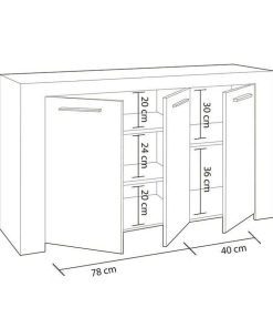 Sal N Y Comedor Easy Mobel | Aparador Ambit Buffet 3 Puertas. Muebles Salon O Comedor Blanco Y Cemento