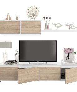 Sal N Y Comedor Easy Mobel | Conjunto Mueble De Salon Alida Br Blanco Y Roble