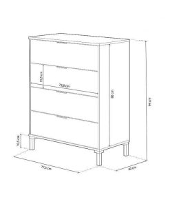 Dormitorio Easy Mobel | Comoda 4 Cajones Enzo Roble Y Negro