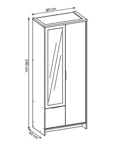 Dormitorio Easy Mobel | Armario De Dormitorio Con Espejo 2 Puertas Dn Sonoma