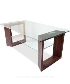 Mesas Y Sillas Easy Mobel Mesas De Centro O Auxiliares | Mesa De Centro Xs De Cristal Templado Y Madera Cambria