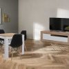 Packs Easy Mobel | Pack Muebles De Salon Nordico - Mueble Tv + Mesa Cuadrada + Sillas Blanco Y Cambria