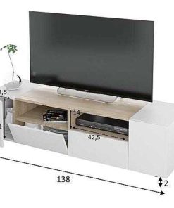 Sal N Y Comedor Easy Mobel | Mueble Tv Tamiko 4 Puertas Blanco Y Roble