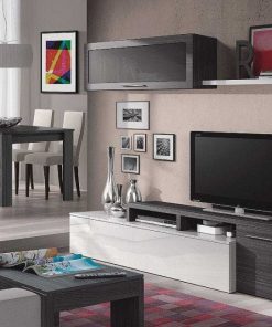 Sal N Y Comedor Easy Mobel | Mueble Tv Nexus + Estante. Conjunto Muebles De Salon Blanco Y Gris