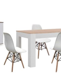 Packs Easy Mobel | Pack Mesa De Comedor Extensible + 4 Sillas + Aparador Joana 2 Puertas Y 4 Cajones